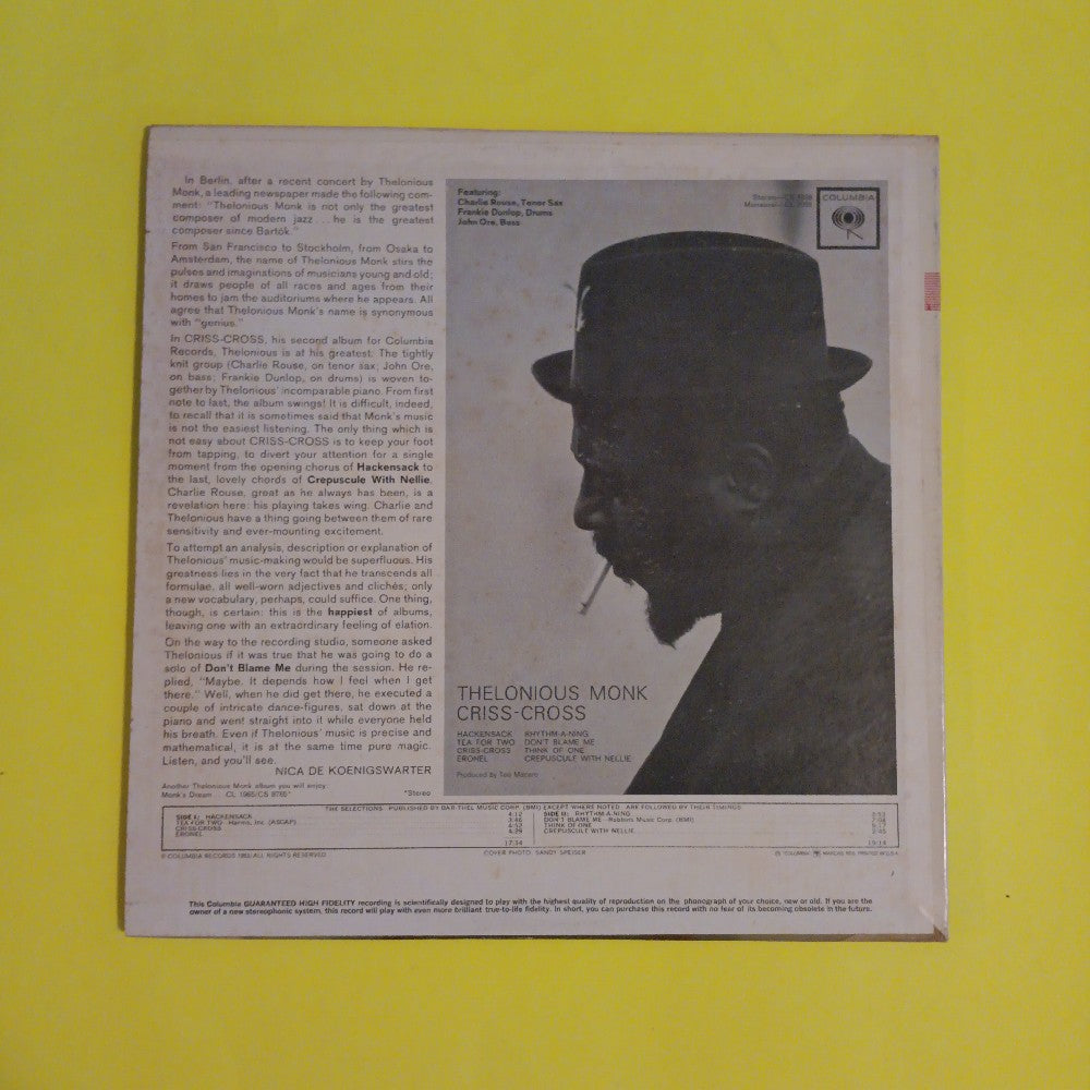 Thelonious Monk - Criss-Cross OG 2 EYE MONO - 1963 - CL 2038 - Used - EX - Vinyl