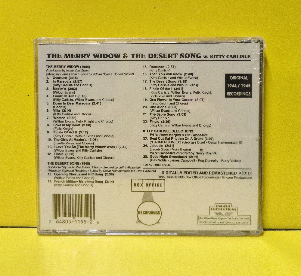 Kitty Carlisle - The Merry Widow & The Desert Song - 1995 - ENBO-CD #11/95 - New - Sealed - CDs - Remastered