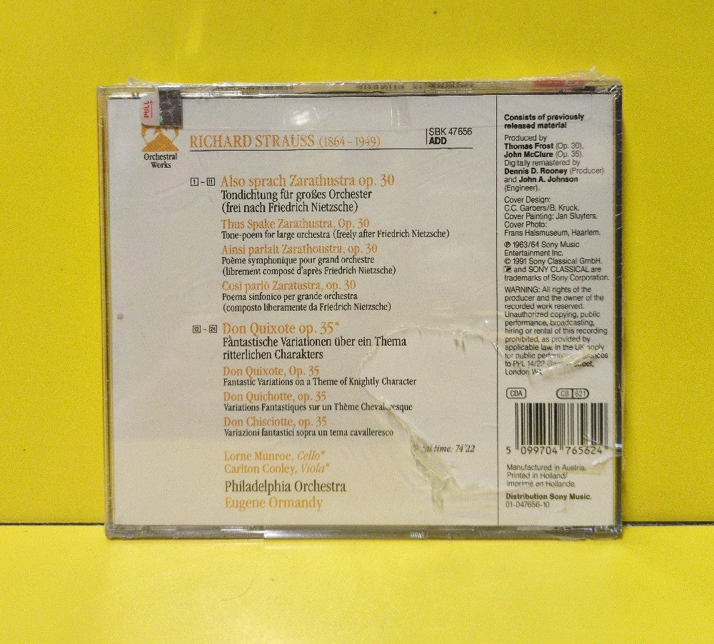 Richard Strauss, Philadelphia Orchestra, Eugene Ormandy - Also Sprach Zarathustra, Don Quixote  - 1991 - SBK 47656 - New - Sealed - CDs - European Import