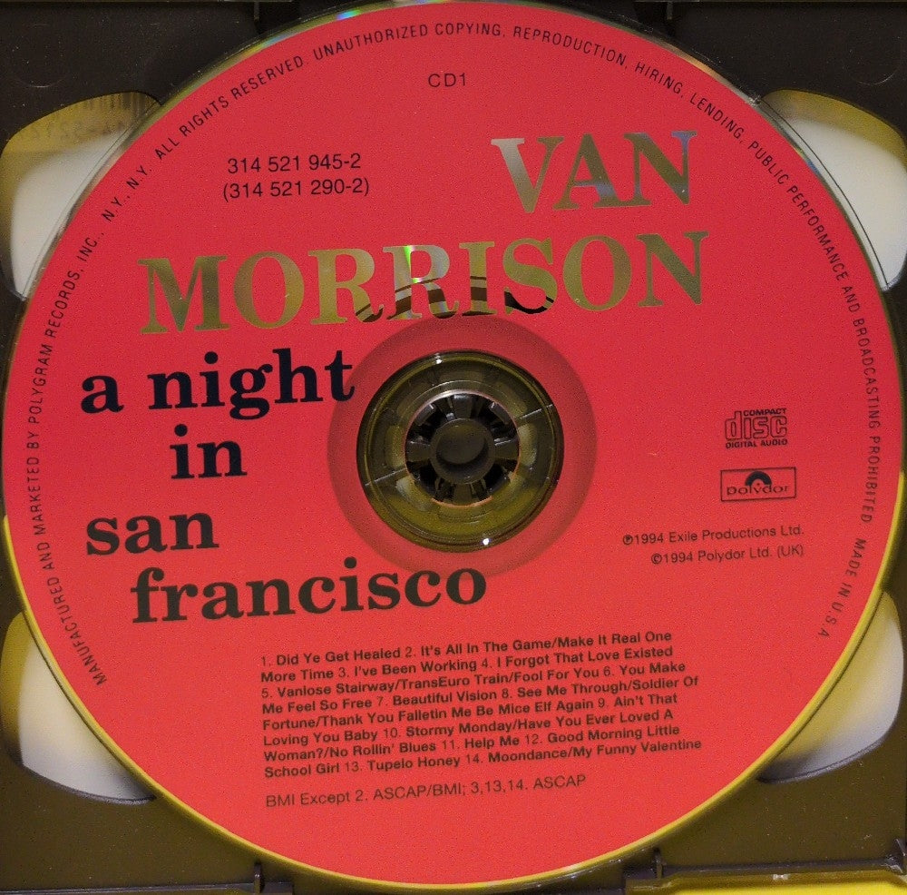 Van Morrison - A Night In San Francisco - 314 521 290-2 - Used - EX - CDs - 2xCD - Reissue - Red & Blue Labels