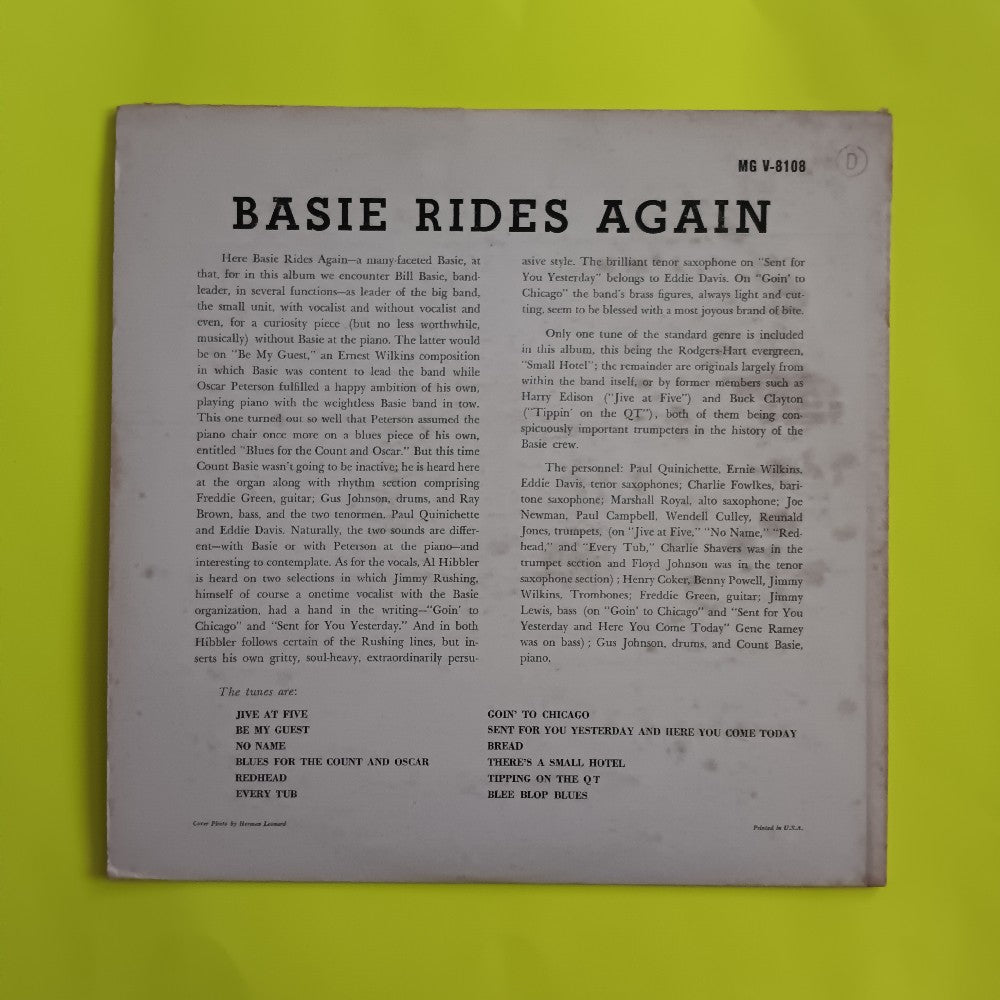 Count Basie - Basie Rides Again MONO RARE LABEL - 1957 - MG V-8108 - Used - EX - Vinyl