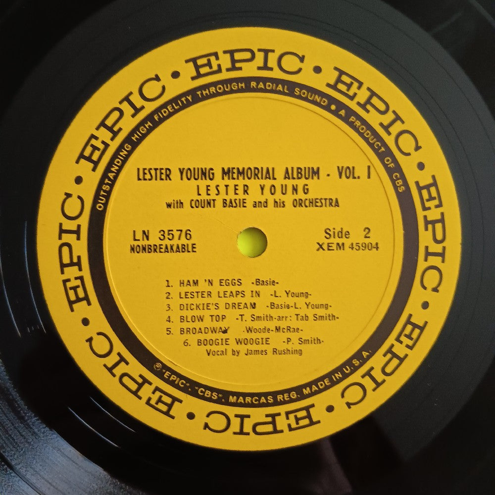 Lester Young & Count Basie - Memorial Album Vol. 1 RARE LABEL - 1959 - LN 3576 - Used - VG++ - Vinyl