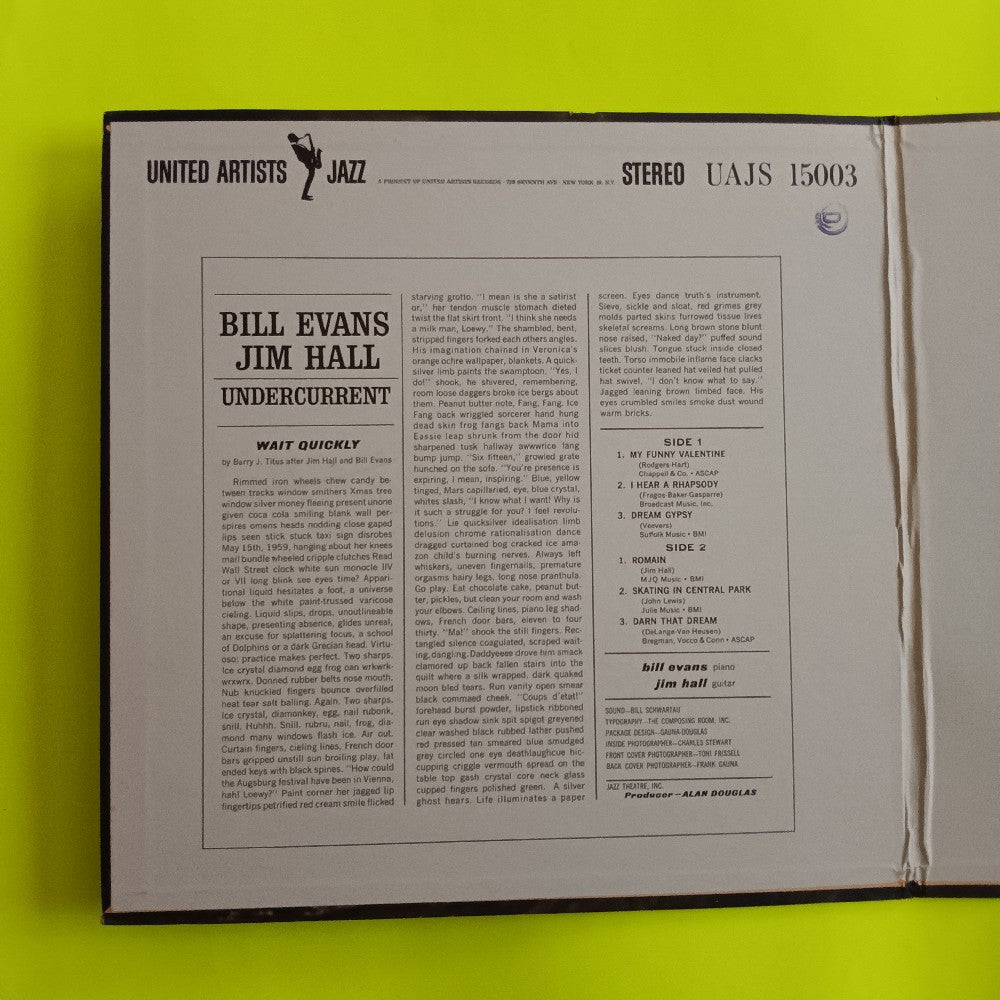 Bill Evans & Jim Hall - Undercurrent RARE SEPIA P OG - 1962 - UAJS 15003 - Used - VG++ - Vinyl