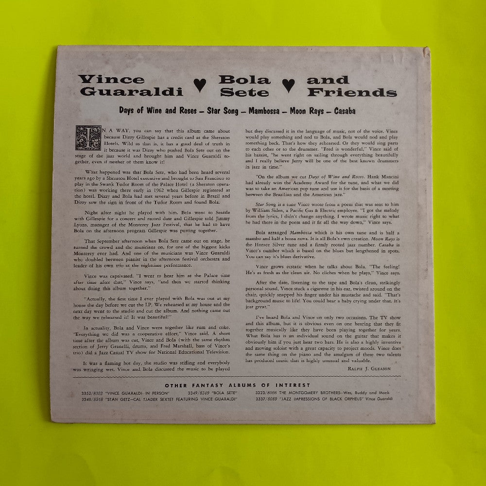 Vince Guaraldi & Bola Sete - And Friends OG MONO - 1963 - Fantasy 3356 - Used - VG++ - Vinyl