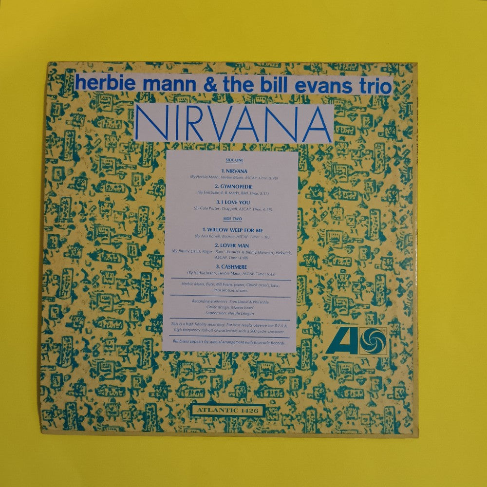 Herbie Mann & Bill Evans - Nirvana OG MONO - 1964 - Atlantic 1426 - Used - EX - Vinyl