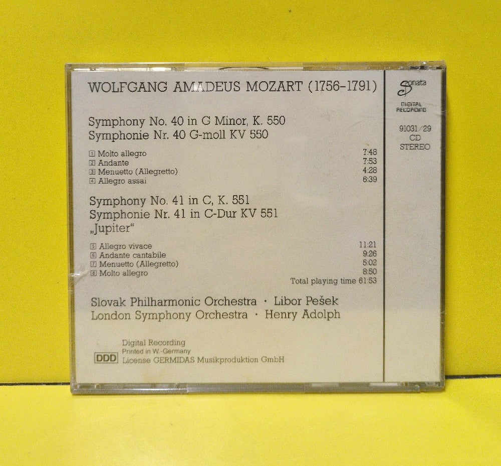 Wolfgang Amadeus Mozart - Slovak Philharmonic Orchestra, Libor Pesek - Symphony No. 40, K. 550 / Symphony No. 41, K. 551 "Jupiter" - 91031/29 - New - Sealed - CDs - Germany Import