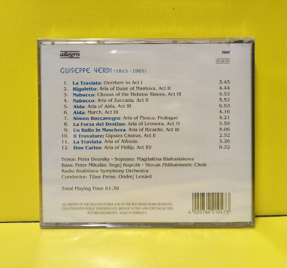 Giuseppe Verdi, Radio Bratislava Symphony Orchestra, Tibor Freso, Ondrej Lenárd - Opera Arias - 21047 - New - Sealed - CDs - Germany Import