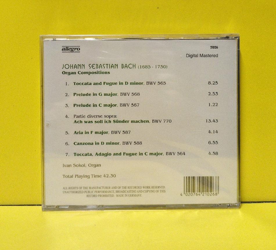 Johann S. Bach, Ivan Sokol - Organ Favourites - 21026 - New - Sealed - CDs - Germany Import