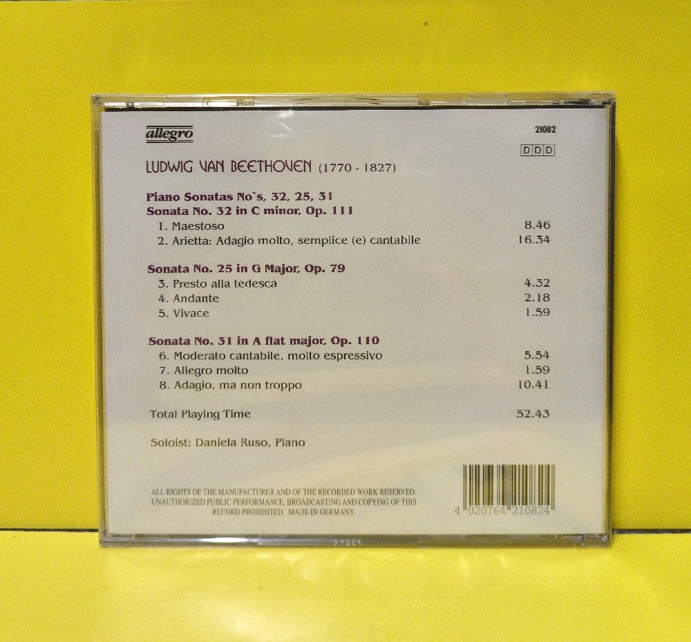 Ludwig van Beethoven, Daniela Ruso - Piano Sonatas No. 25, 31, 32 - 21082 - New - Sealed - CDs - Germany Import