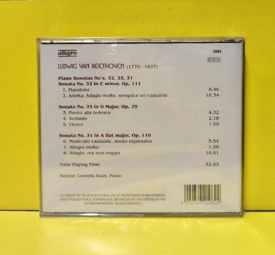 Ludwig van Beethoven, Daniela Ruso - Piano Sonatas No. 25, 31, 32 - 21082 - New - Sealed - CDs - Germany Import