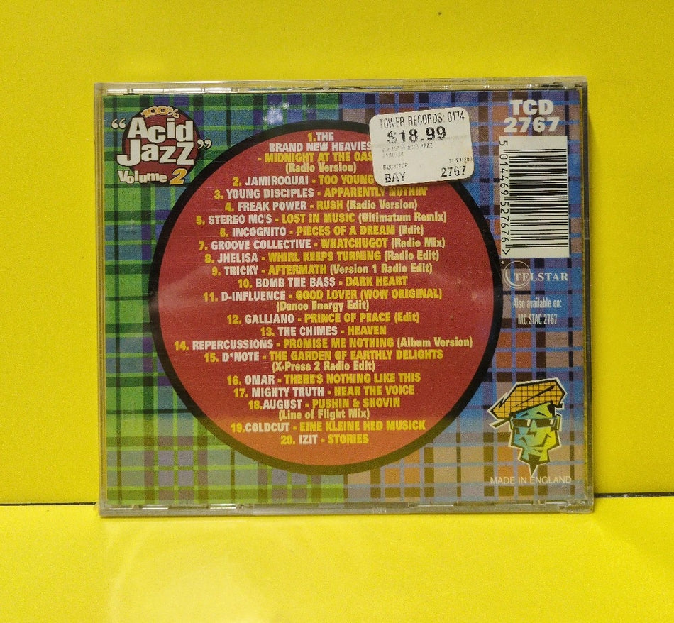 Various - 100% Acid Jazz Volume 2 (20 More Straight Chasing Classics) - 1995 - TCD 2767 - New - Sealed - CDs - UK/Ireland Import