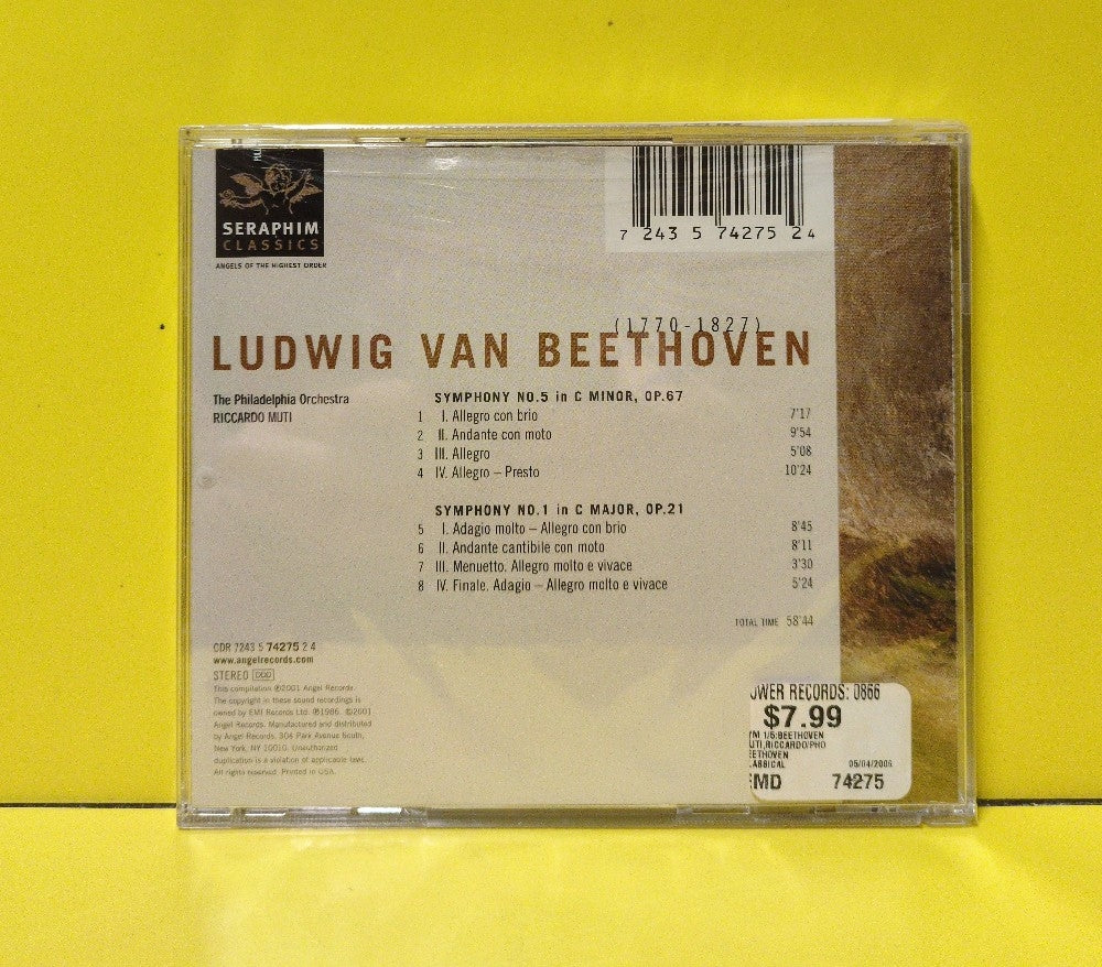 Beethoven, The Philadelphia Orchestra, Riccardo Muti - Symphonies Nos. 1 & 5 - 2001 - 7243 5 74275 2 4 - New - Sealed - CDs