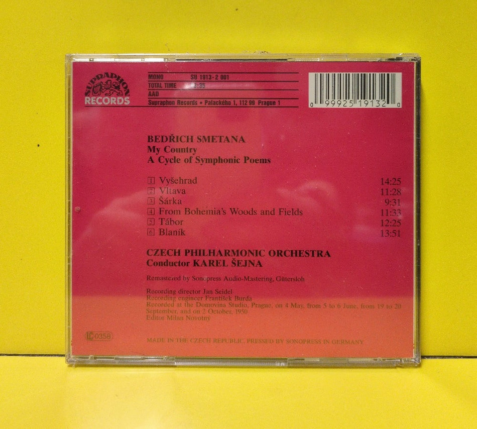 Smetana, Czech Philharmonic Orchestra, Karel Sejna - My Country - SU 1913-2 001 - New - Sealed - CDs