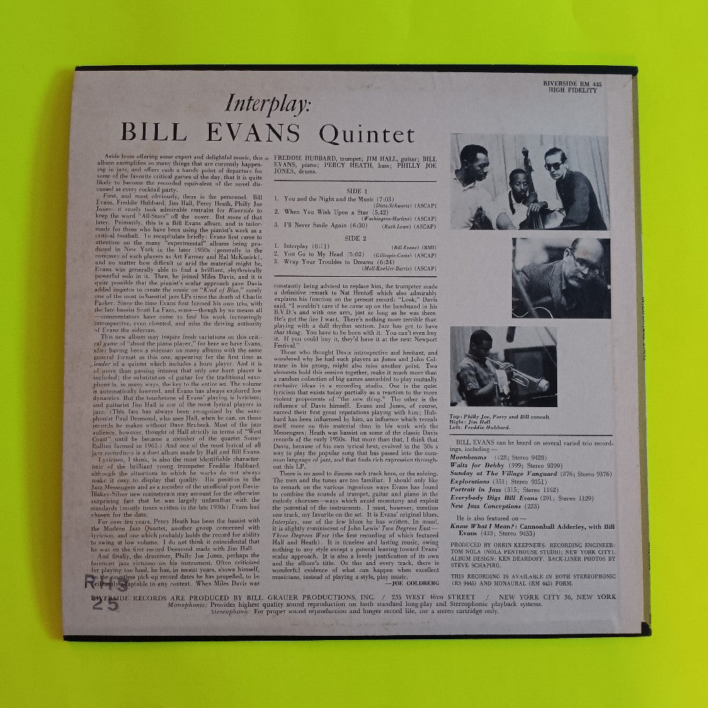 Bill Evans - Interplay OG MONO - 1962 - RM 4453 - Used - VG++ - Vinyl