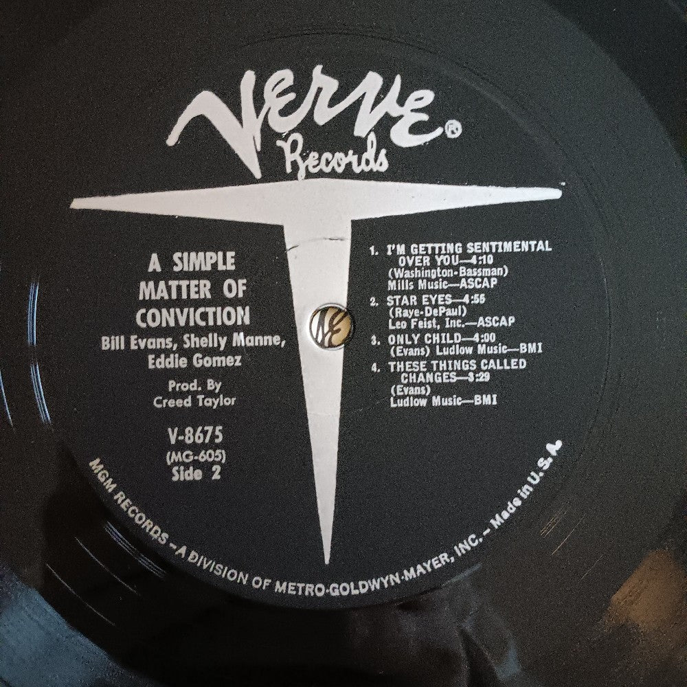 Bill Evans - A Simple Matter Of Conviction OG RVG MONO - 1967 - V-8677 - Used - VG++ - Vinyl