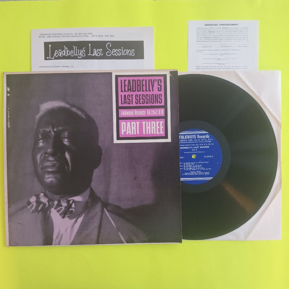 Leadbelly - Leadbelly's Last Sessions Part Three WITH BOOKLET - 1962 - FA2941 A/B - Used - VG++ - Vinyl