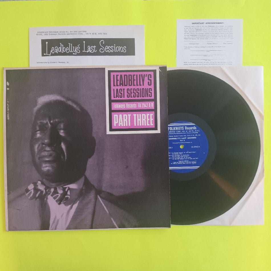 Leadbelly - Leadbelly's Last Sessions Part Three WITH BOOKLET - 1962 - FA2941 A/B - Used - VG++ - Vinyl