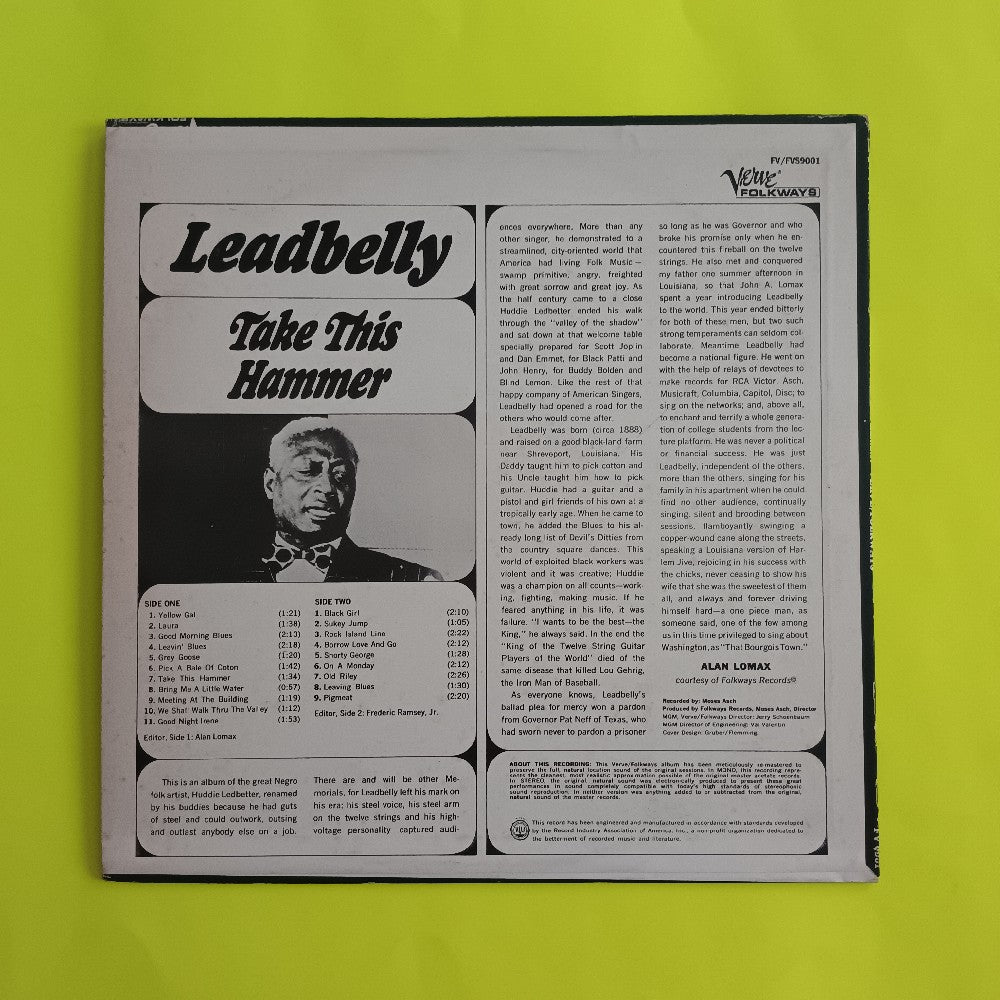 Leadbelly - Take This Hammer MONO - FV-9001 - Used - VG++ - Vinyl