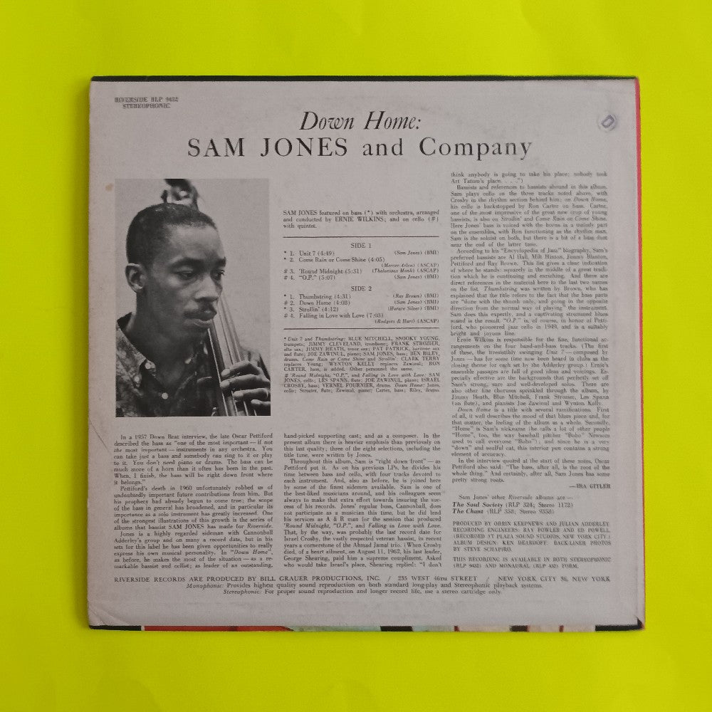 Sam Jones & Co - Down Home OG STEREO - 1962 - RLP 9432 - Used - VG++ - Vinyl