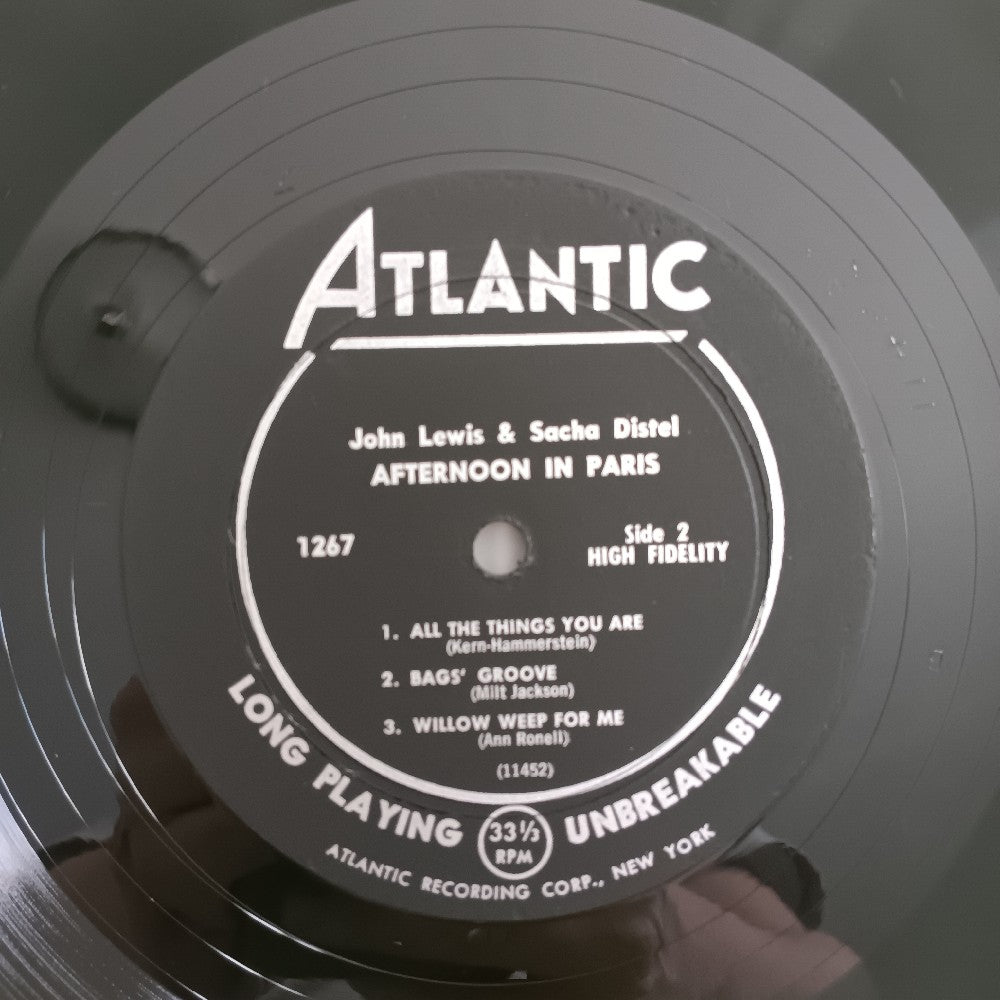 John Lewis & Sacha Distel - Afternoon In Paris OG DG MONO - 1957 - Atlantic 1267 - Used - VG++ - Vinyl
