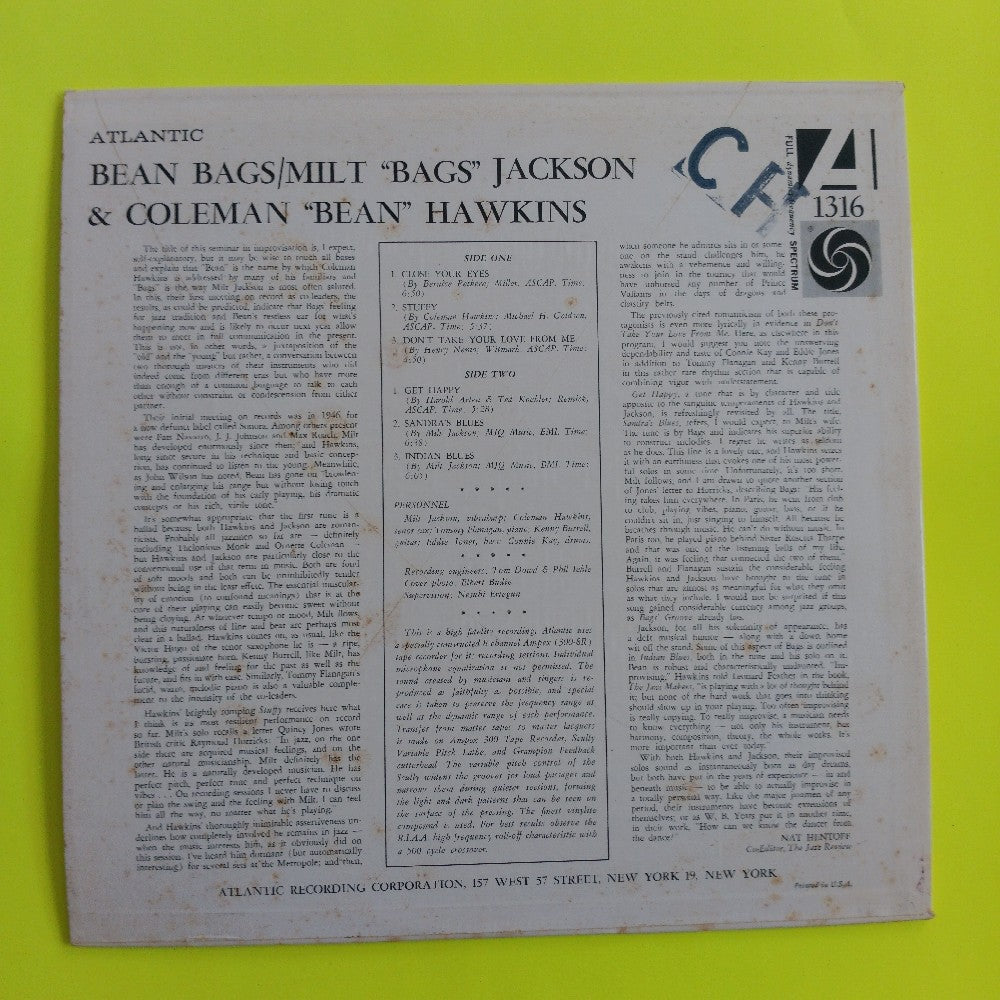 Milt Jackson & Coleman Hawkins - Bean Bags OG MONO - 1959 - Atlantic 1316 - Used - VG++ - Vinyl