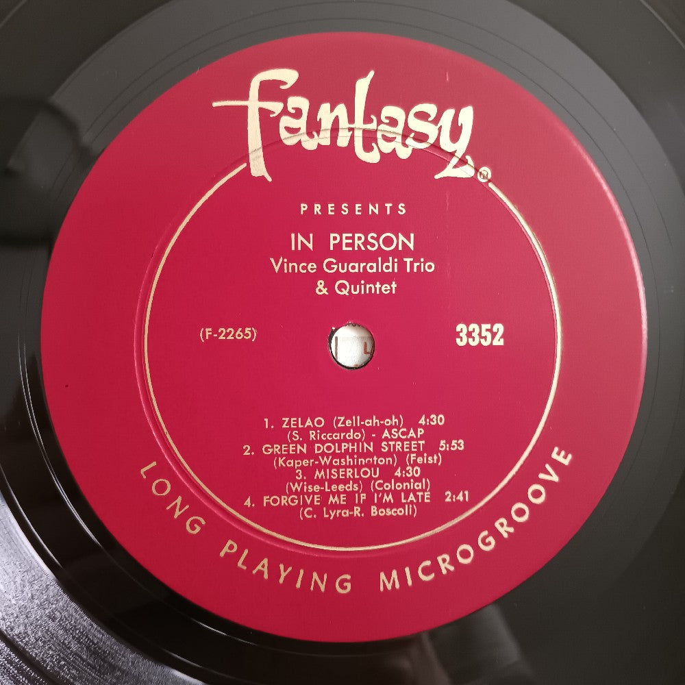 Vince Guaraldi - In Person OG DG MONO - 1963 - Fantasy 3352 - Used - VG++ - Vinyl