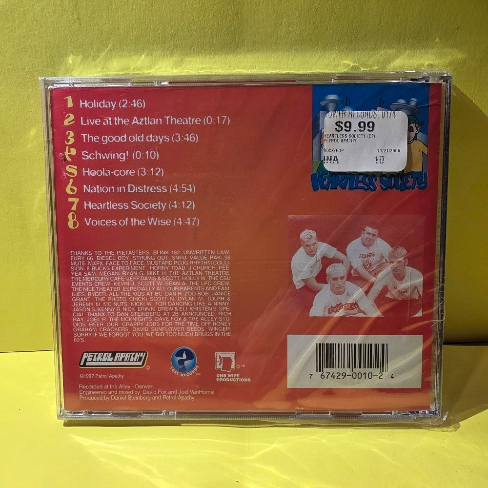 Petrol Apathy - Heartless Society  / Rare - 1997 - New - Sealed - CDs