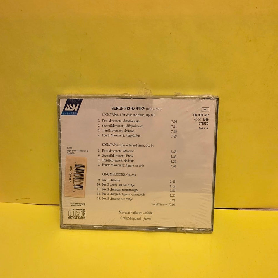 Prokofiev / Mayumi Fujikawa, Craig Sheppard  - The Two Violin Sonatas / Cindy Melodies - 1989 - DCA 667 - New - Sealed - CDs