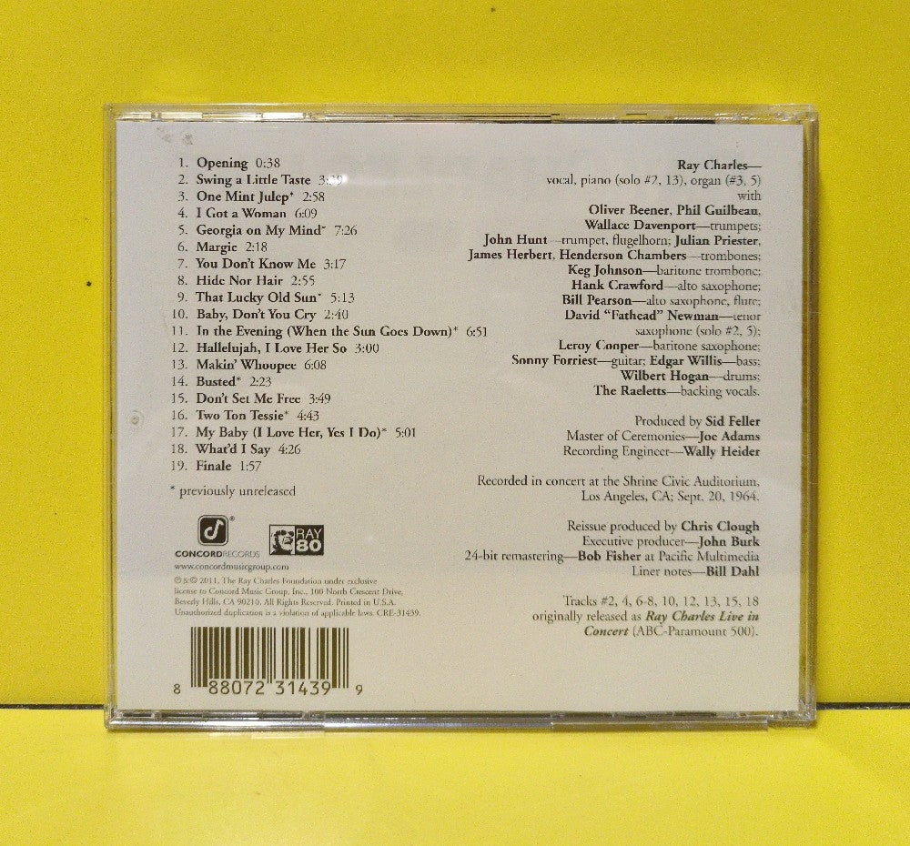 Ray Charles - Ray Charles Live In Concert - 2011 - CRE-31439 - Used - EX - CDs - Reissue - Remastered