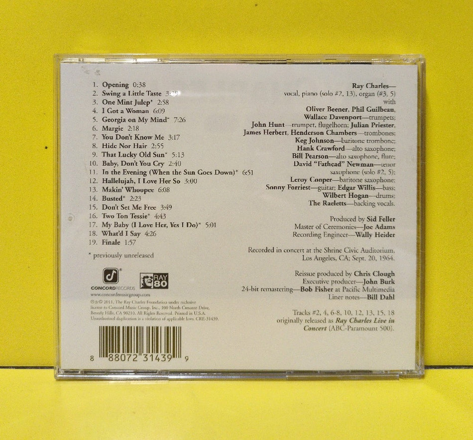 Ray Charles - Ray Charles Live In Concert - 2011 - CRE-31439 - Used - EX - CDs - Reissue - Remastered