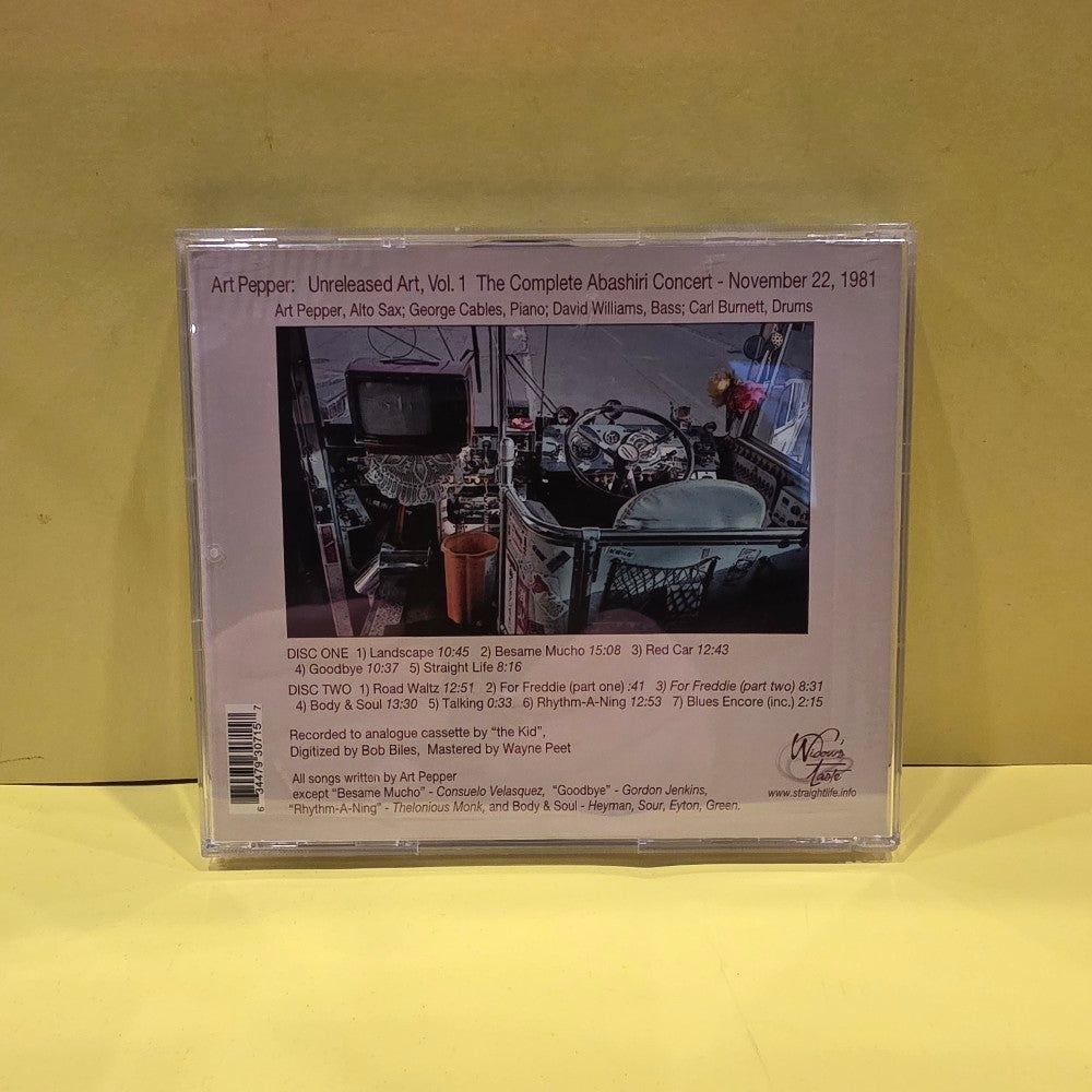 Art Pepper  - Unreleased Art, Vol. 1 The Complete Abashiri Concert Nov.22, 1981 - 2006 - APMC 06001 - Used - NM - CDs