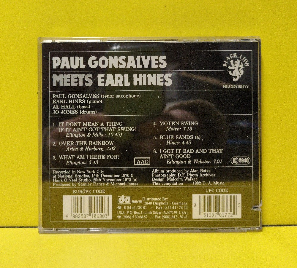 Paul Gonsalves Meets Earl Hines - Paul Gonsalves Meets Earl Hines - 1992 - BLCD760177 - Used - EX - CDs