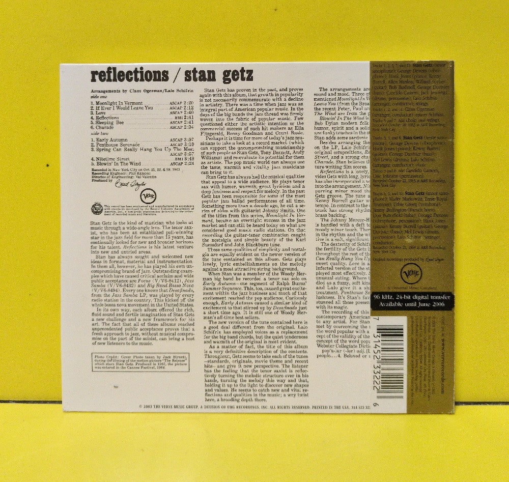 Stan Getz - Reflections - 2003 - 314 523 322-2 - Used - EX - CDs - Limited Edition - Reissue - Remastered
