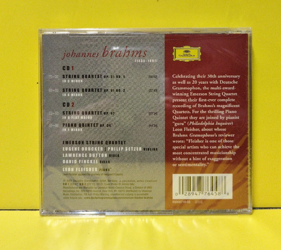 Brahms, Emerson String Quartet, Leon Fleisher - Piano Quintet | The String Quartets - 2007 - B0008718-02 - New - Sealed - CDs - 2xCD