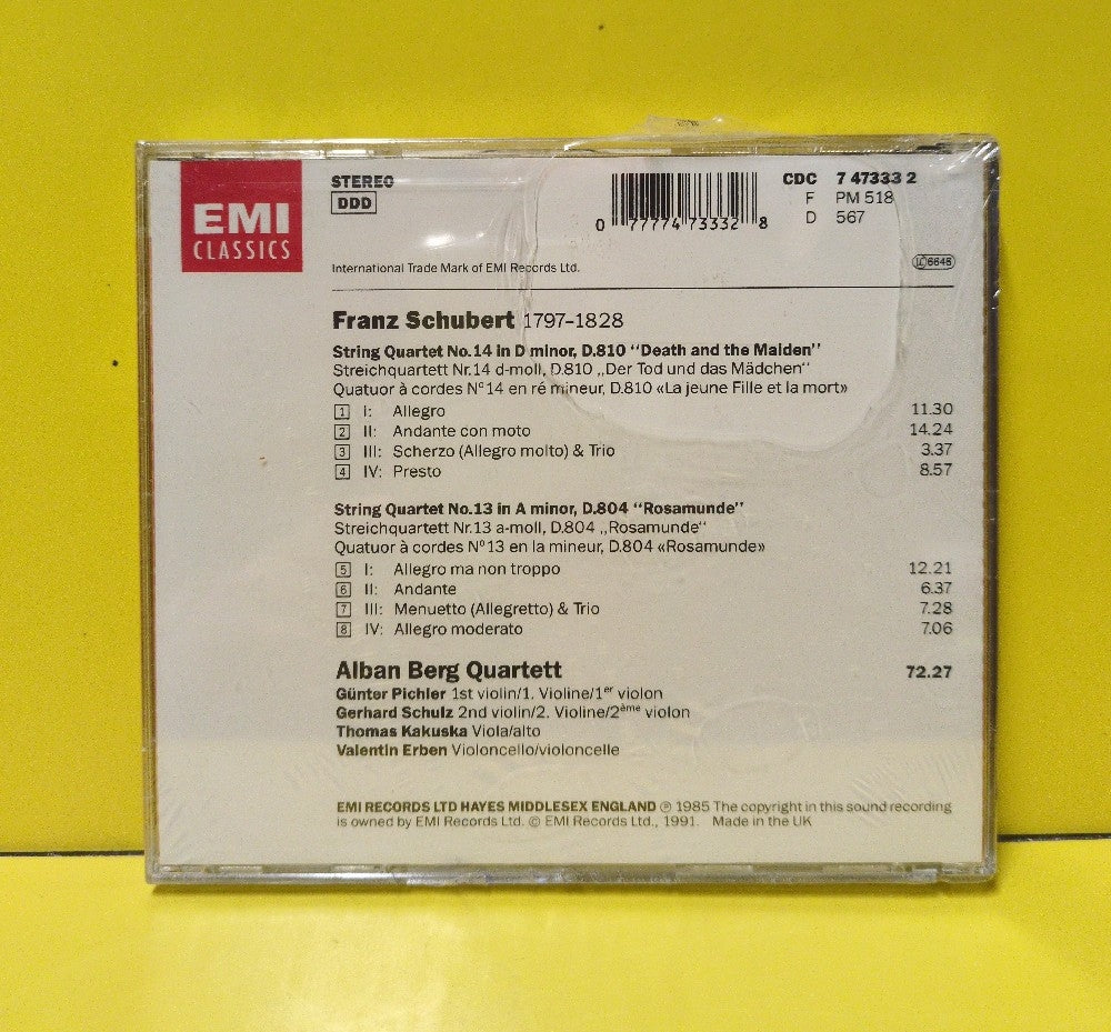 Schubert - Alban Berg Quartett - String Quartets Nos. 13 & 14 - 1991 - CDC 7 47333 2 - New - Sealed - CDs - Reissue - UK Import