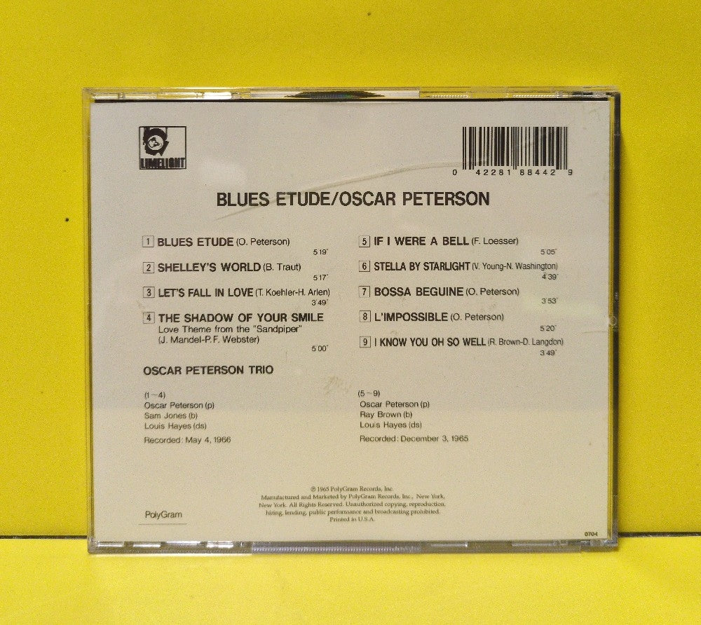 Oscar Peterson - Blues Etude - 818 844-2 - Used - EX - CDs - Reissue