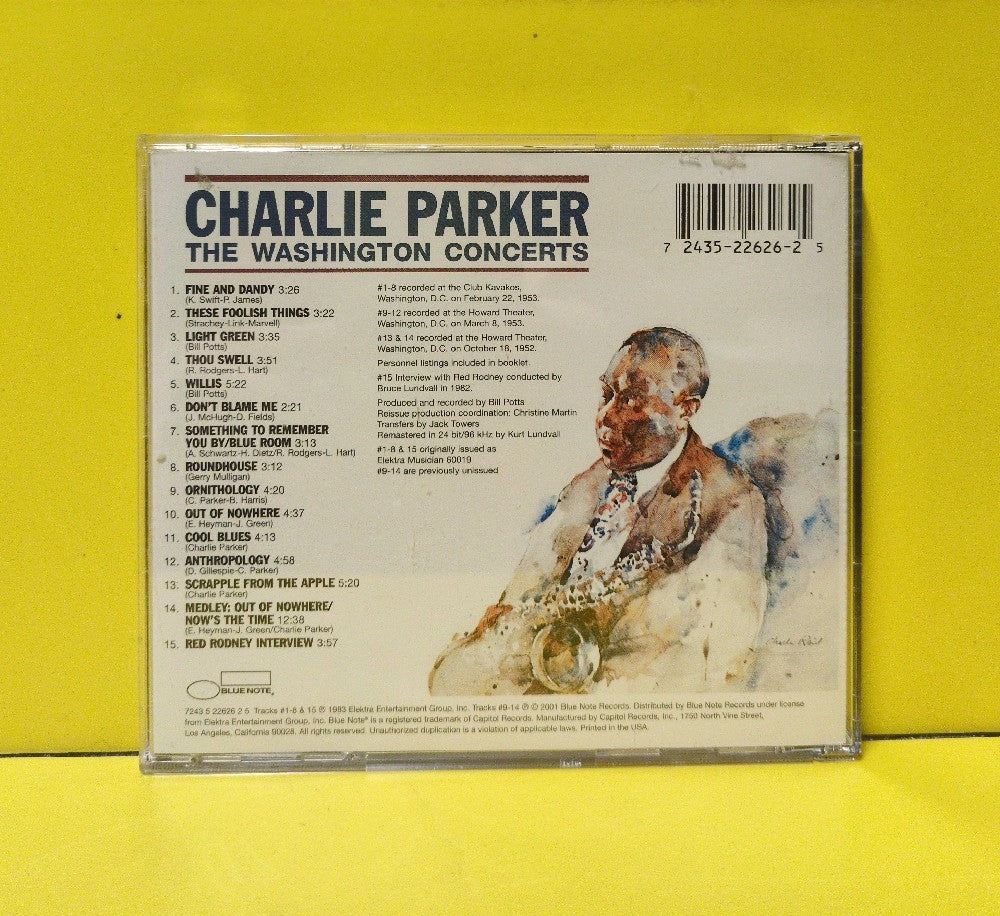 Charlie Parker With Quartet And The Orchestra - The Washington Concerts - 2001 - 7243 5 22626 2 5 - Used - EX - CDs - Reissue - Remastered - Mono