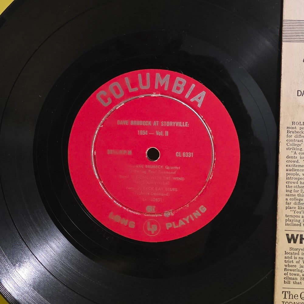 The Dave Bruce CK Quartet  - Dave Brubeck At Storyville: 1954 ( Vol. 2 ) - 1954 - CL 6331 - Used - VG++ - Vinyl