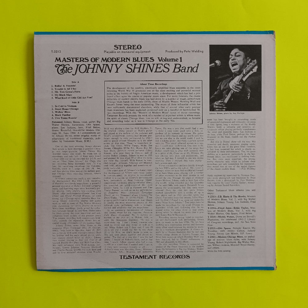Johnny Shines Band - Masters Of Modern Blues Vol 1 - T-2212 - Used - VG++ - Vinyl