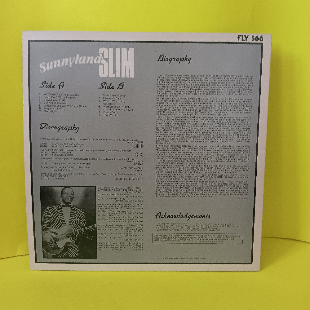 Sunnyland Slim - Sunnyland Slim / Self Titled UK - 1981 - FLY 566 - Used - VG++ - Vinyl