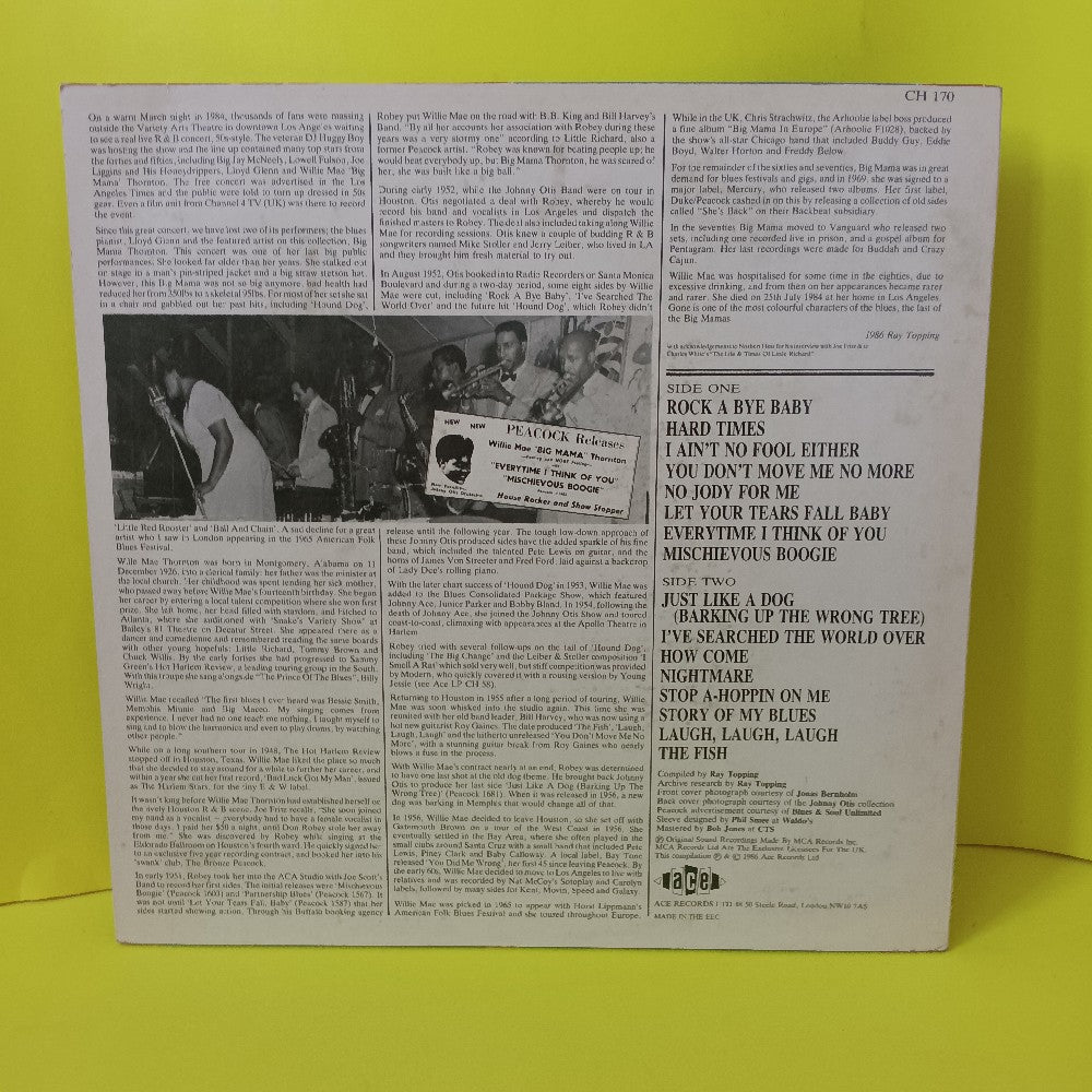 Big Mama Thornton - Quit Snoopin Round My Door UK - 1986 - CH 170 - Used - EX - Vinyl