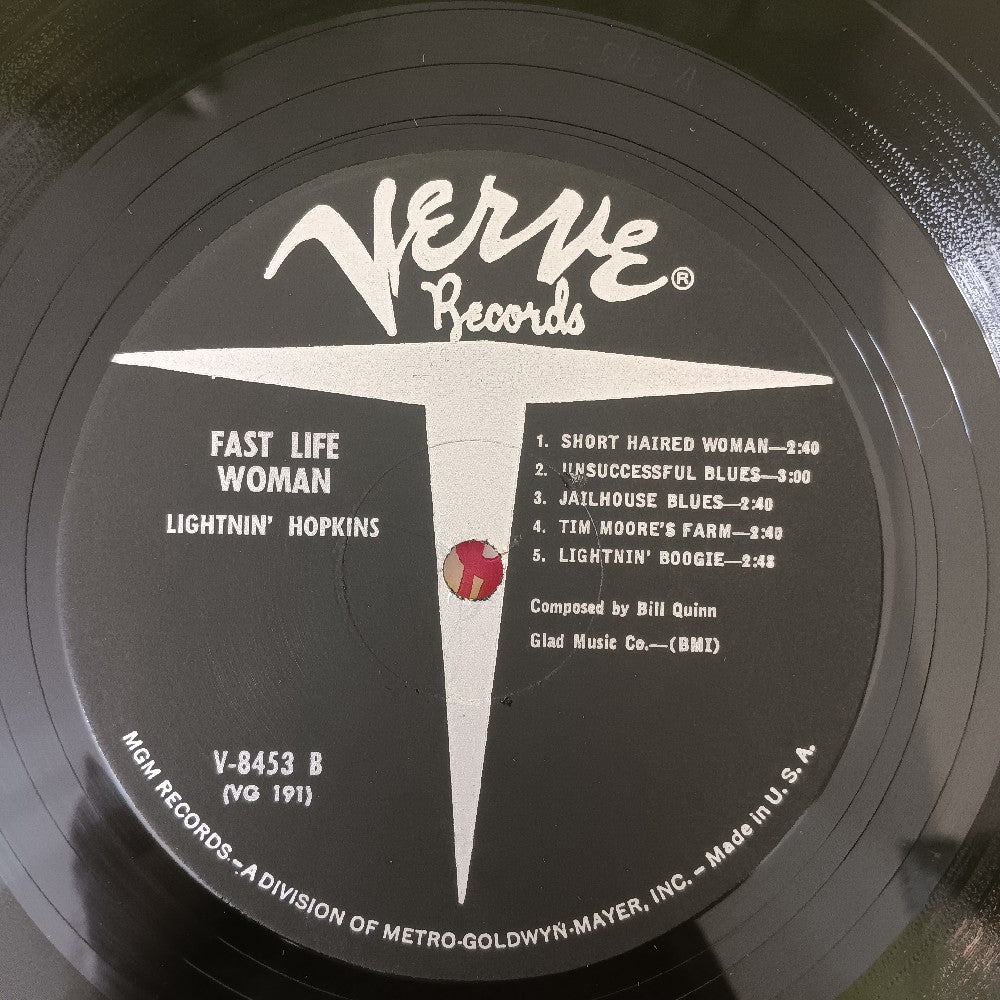 Lightnin Hopkins - Fast Life Woman MONO - 1962 - V-8453 - Used - VG++ - Vinyl