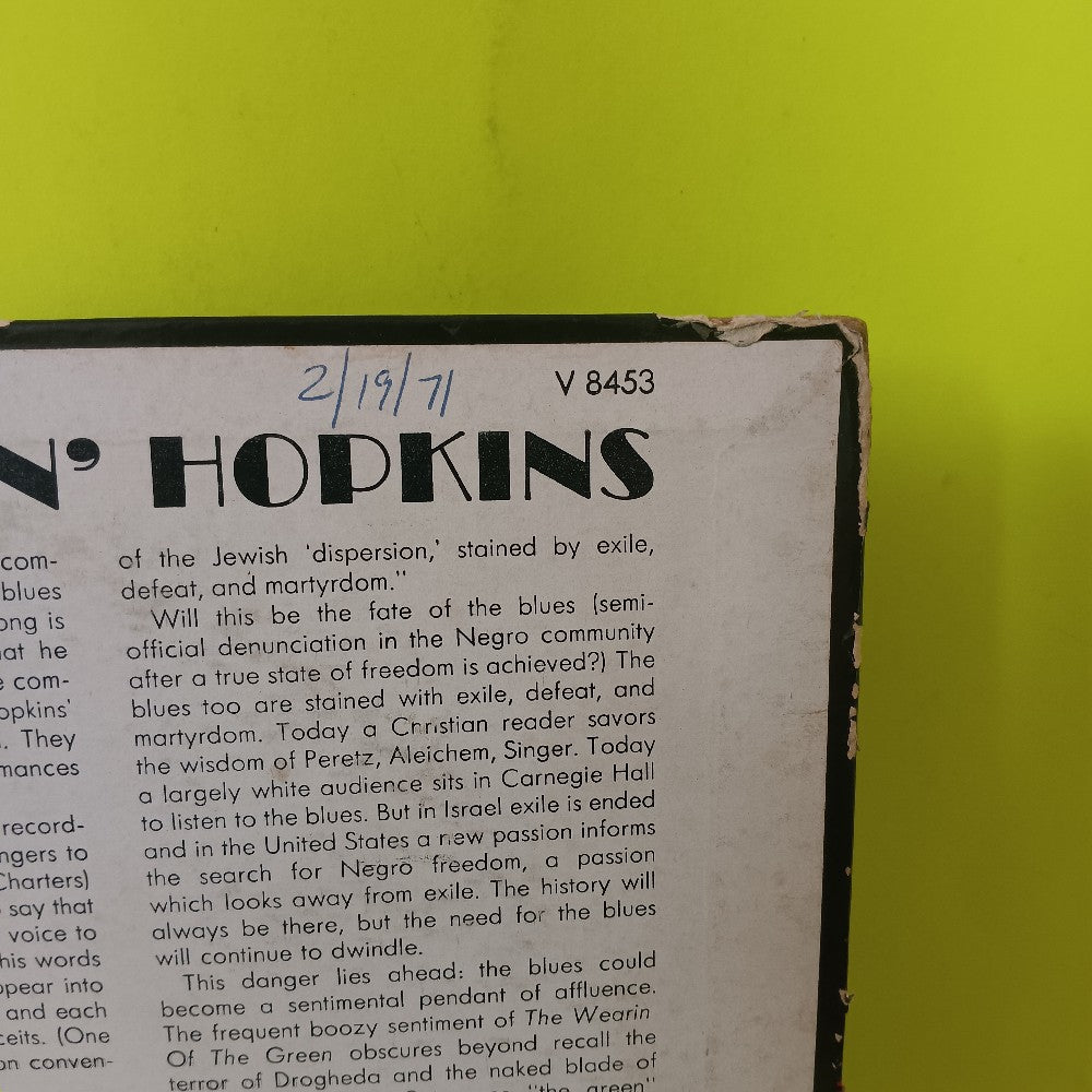 Lightnin Hopkins - Fast Life Woman MONO - 1962 - V-8453 - Used - VG++ - Vinyl