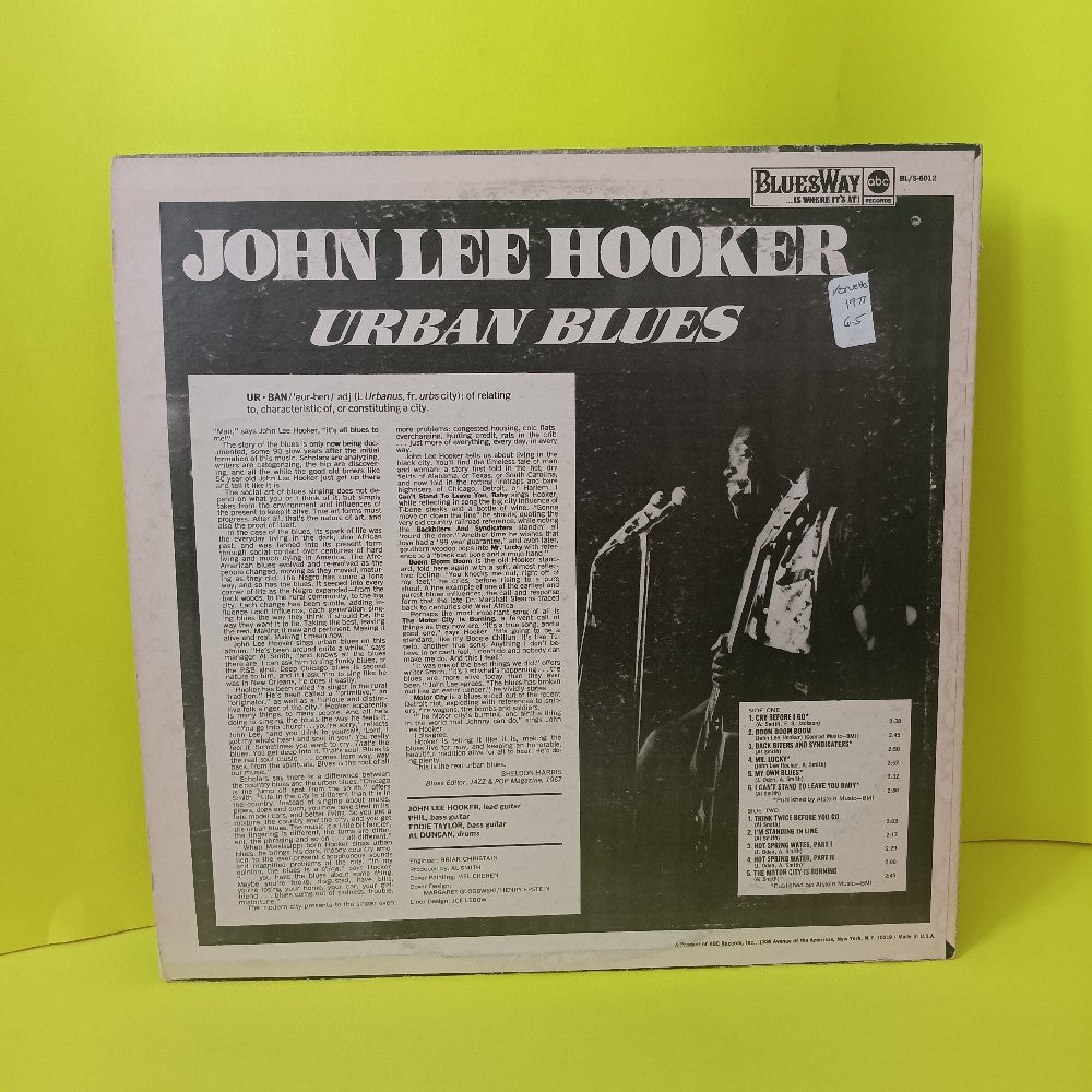 John Lee Hooker - Urban Blues - 1968 - BLS 6012 - Used - VG++ - Vinyl