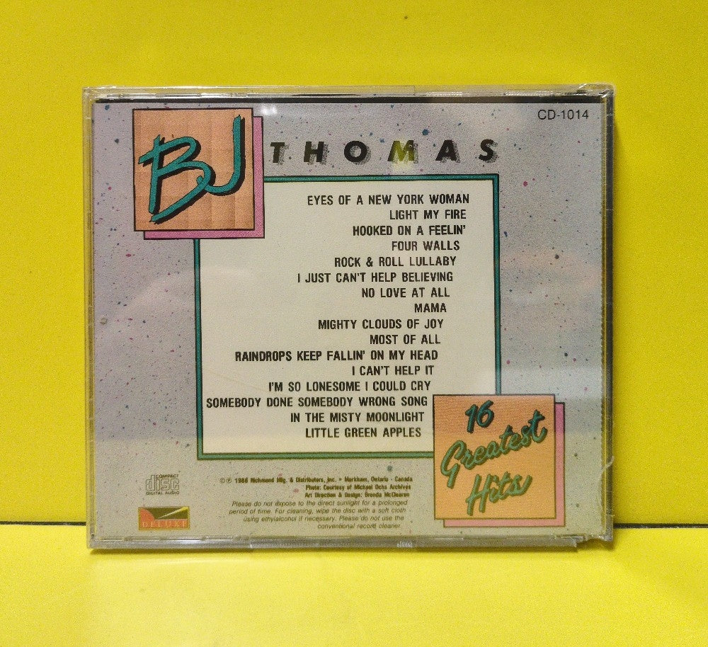 B.J. Thomas - 16 Greatest Hits - 1986 - CD-1014 - New - Sealed - CDs - Canadian Import