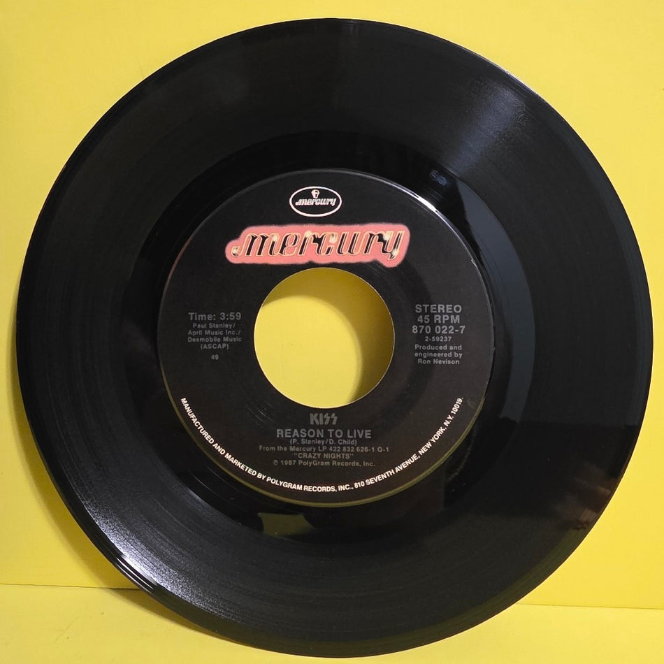 Kiss - Reason To Live / Stereo, 49 - 1987 - 870 022-7 - Used - VG++ - Vinyl