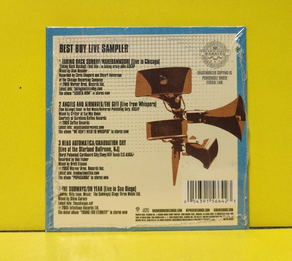 Taking Back Sunday, Angels & Airwaves, Head Automatica, The Subways - Best Buy Live Sampler - 2006 - PRO-CD-101830 - New - Sealed - CDs