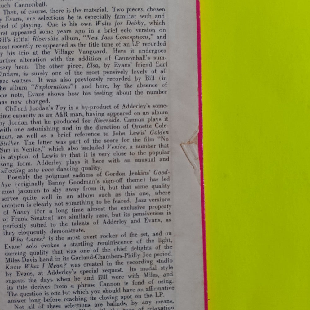 Cannonball Adderley & Bill Evans - Know What I Mean? OG MONO - 1962 - RLP 433 - Used - VG++ - Vinyl