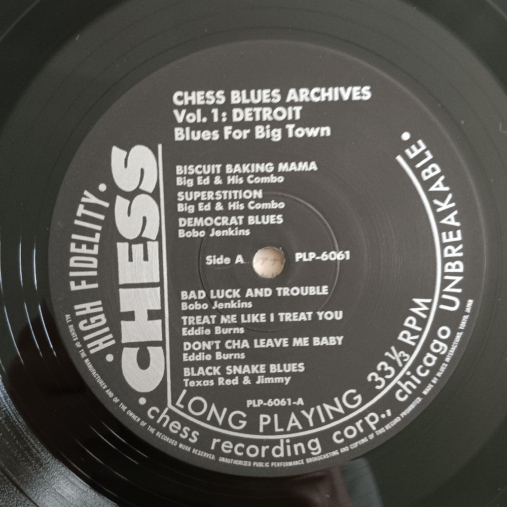 Various - Blues For Big Town - Chess Blues Archives Vol. 1: Detroit - 1985 - PLP-6061 - Used - EX - Vinyl