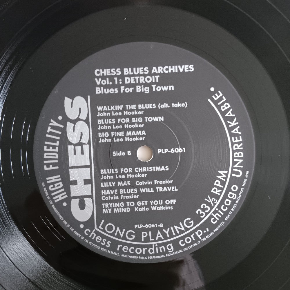 Various - Blues For Big Town - Chess Blues Archives Vol. 1: Detroit - 1985 - PLP-6061 - Used - EX - Vinyl